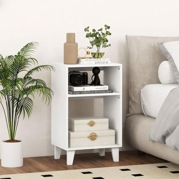 Noptiere Costway JV11694WH 65 x 39.5 x 29.5 / Placă de inginerie / White photo 2