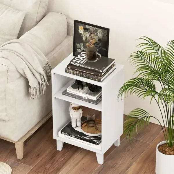 Noptiere Costway JV11694WH 65 x 39.5 x 29.5 / Placă de inginerie / White photo 3