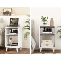 Тумбочки Costway JV11694WH 65 x 39.5 x 29.5см / Инженерная доска / White photo 4