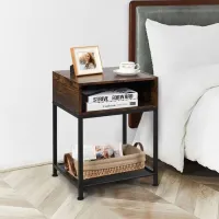 Тумбочки Costway JV11179CF 58 x 40 x 40см / Металл / Коричневый photo 4