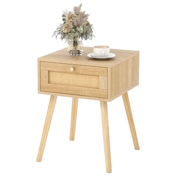 Noptiere Costway HU10476OA-1 55 x 40 x 40 / Masiv / Copac Natural photo 1