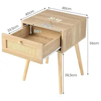 Тумбочки Costway HU10476OA-1 55 x 40 x 40см / Массив / Натуральное Дерево photo 2