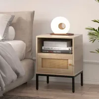 Тумбочки Costway HU10620OA-1 57 x 40 x 40см / Инженерная доска / Натуральное дерево Черный photo 3