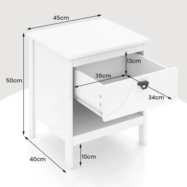 Noptiere Costway JV11403WH 50 x 45 x 40 / MDF / White photo 6