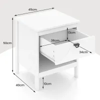 Noptiere Costway JV11403WH 50 x 45 x 40 / MDF / White photo 6