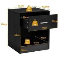 Тумбочки Costway JV10219DK-1 55 x 45 x 42.5см / ПВХ / Black photo 3