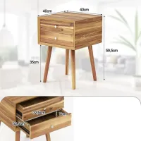 Тумбочки Costway HU10553NA 59.5 x 40 x 40см / Массив / Натуральное Дерево photo 3