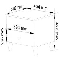 Noptiere Akord Mobi 2SZ 42.8 x 40.4 x 37.5 / PAL / White Black photo 6