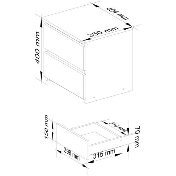 Noptiere Akord CL2 2SZ 40 x 40.4 x 35 / PAL / White photo 7