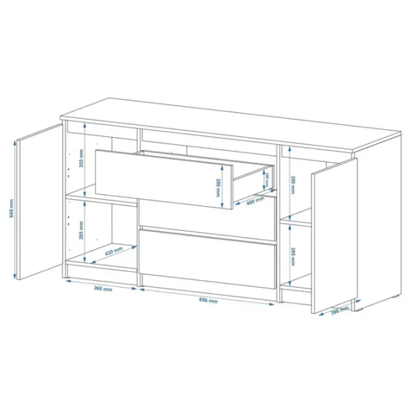 Comodă Pehotin НС-3+2 75 x 150 x 45 / PAL / Antracit photo 2