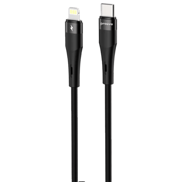 Cablu pentru telefon Silicone Plus Proove USB Type-C + Lightning 1 m / Black photo 1
