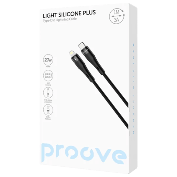 Cablu pentru telefon Silicone Plus Proove USB Type-C + Lightning 1 m / Black photo 2
