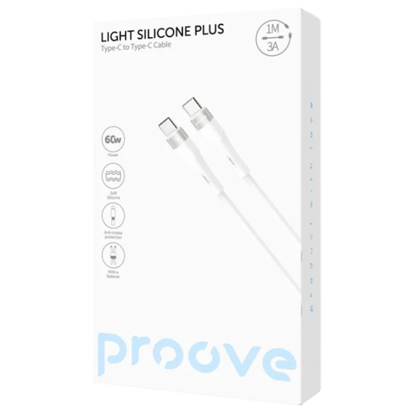 Кабель для телефона Light Silicone Plus Proove USB Type-C + USB Type-C 1 м / Белый photo 2