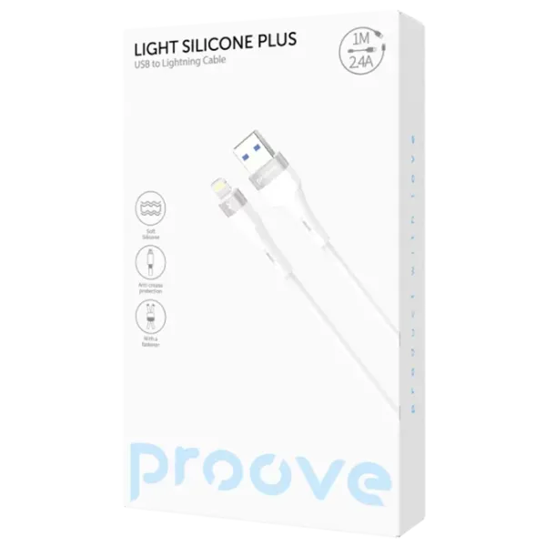 Кабель для телефона Light Silicone Plus Proove USB + Lightning 1 м / Белый photo 2