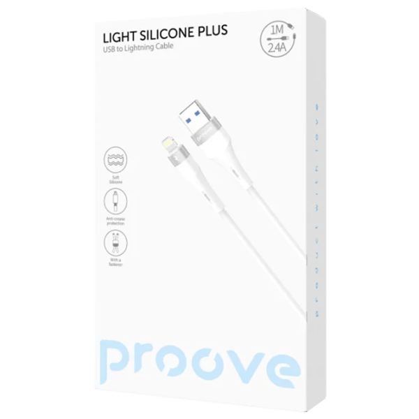 Кабель для телефона Light Silicone Plus Proove USB + Lightning 1 м / Белый photo 2