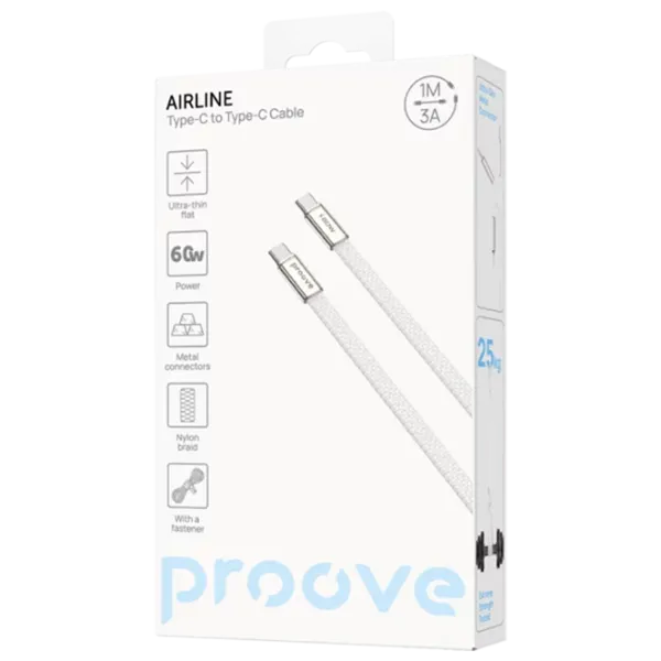 Кабель для телефона AirLine Proove USB Type-C + USB Type-C 1 м / Белый photo 4
