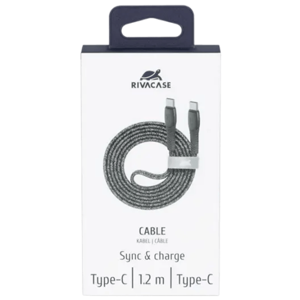 Cablu pentru telefon PS6105 RivaCase USB Type-C + USB Type-C 1.2 m / Gray photo 5