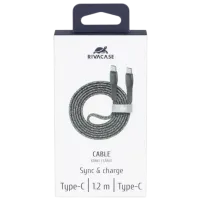 Cablu pentru telefon PS6105 RivaCase USB Type-C + USB Type-C 1.2 m / Gray photo 5