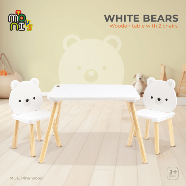 Set de mobilă pentru copii Moni Bears White / unisex photo 3