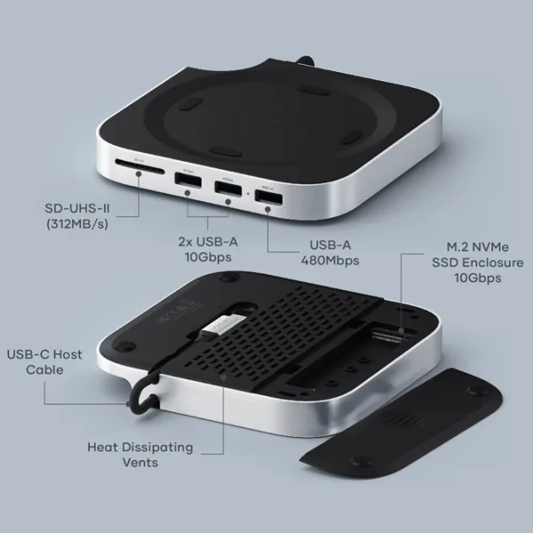 Адаптер Satechi Mac Mini M4 Stand & Hub USB Type-C / Серебряный photo 6
