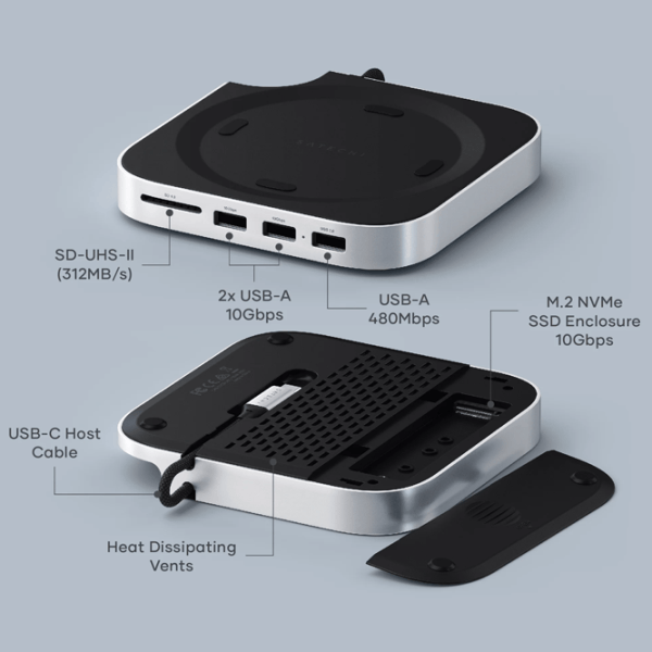 Адаптер Satechi Mac Mini M4 Stand & Hub USB Type-C / Серебряный photo 6