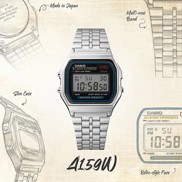 Ceas de mână pentru bărbați Casio A159WE-1EF Digital / 37 x 33 mm photo 6
