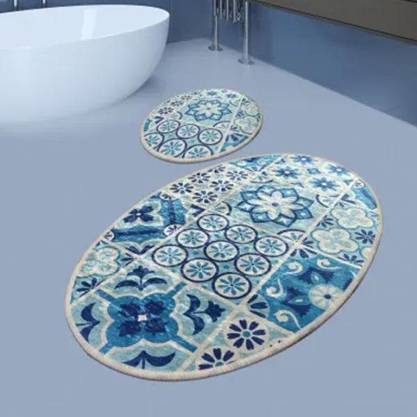 Набор ковриков для ванной Trendy Ceramic DJT Полиэстер / Синий photo 4