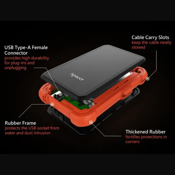 Внешний накопитель HDD Apacer AC630 2 ТБ AP2TBAC630T-1 / Оранжевый photo 3