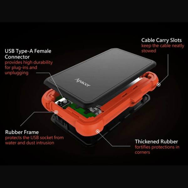 Внешний накопитель HDD Apacer AC630 2 ТБ AP2TBAC630T-1 / Оранжевый photo 3