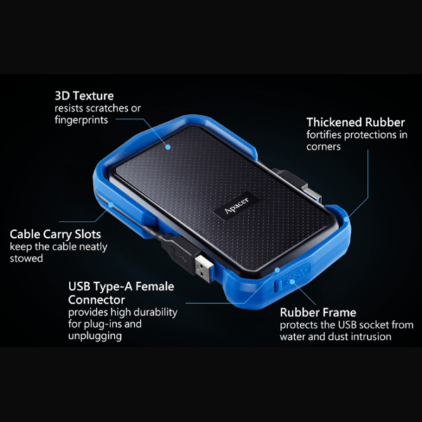 Внешний накопитель HDD Apacer AC631 2 ТБ AP2TBAC631U-1 / Синий photo 4