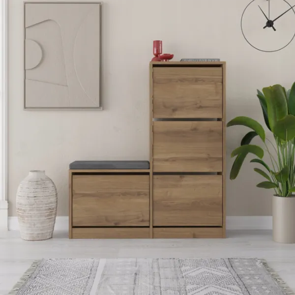 Dulap pentru antreu Showdeko DUDE BENCH & SHOE CABINET HITIT PAL / Oak photo 2