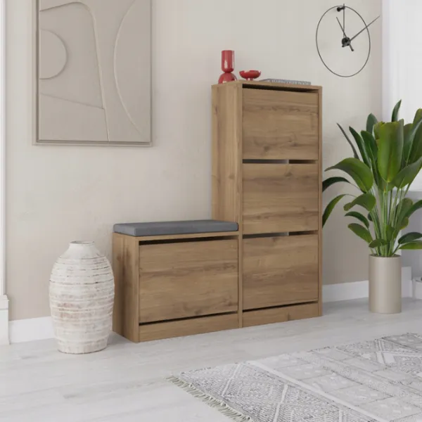 Dulap pentru antreu Showdeko DUDE BENCH & SHOE CABINET HITIT PAL / Oak photo 3