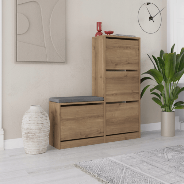 Dulap pentru antreu Showdeko DUDE BENCH & SHOE CABINET HITIT PAL / Oak photo 3