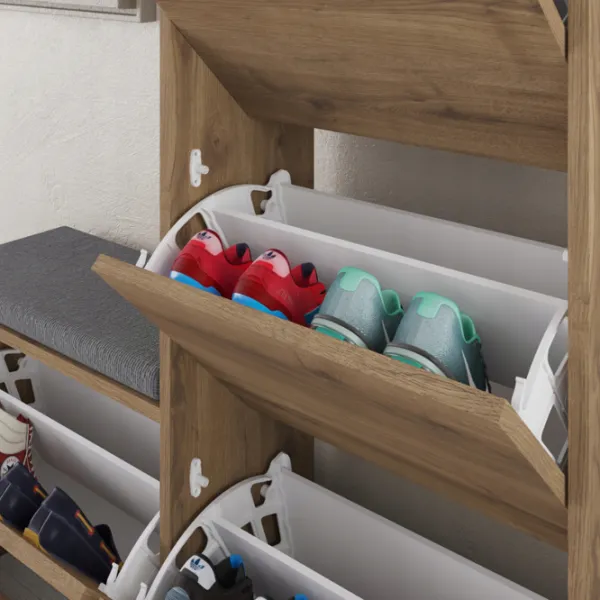 Dulap pentru antreu Showdeko DUDE BENCH & SHOE CABINET HITIT PAL / Oak photo 5