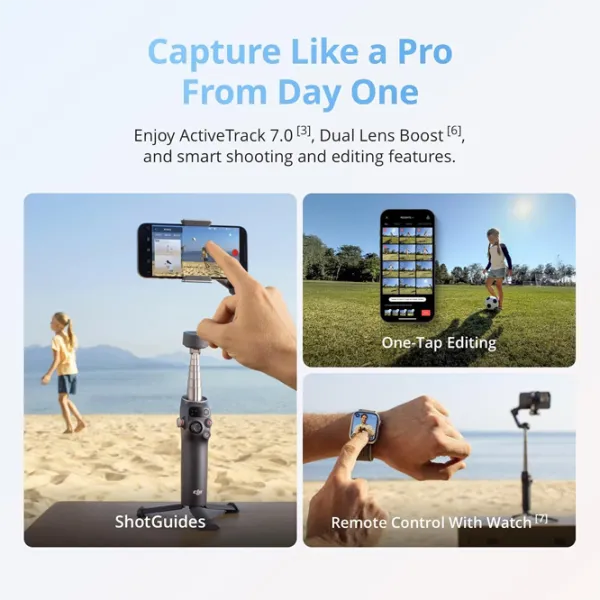 Stabilizator DJI Osmo Mobile 8 Standard Combo Bluetooth / Black photo 7