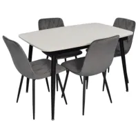 Set masă și scaune Evelin DT 532R B + 4 YTC-080B BLUVEL-14 Dreptunghiulară / PAL / Gray