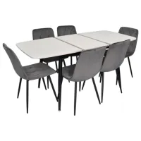 Set masă și scaune Evelin DT 532R B + 6 YTC-080B BLUVEL-14 Dreptunghiulară / PAL / Gray