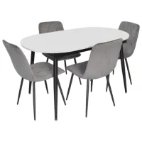 Set masă și scaune Evelin DT 533R B + 4 YTC-080B BLUVEL-14 Ovală / PAL / Gray