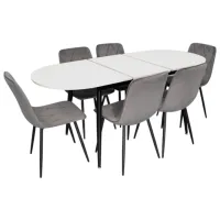 Set masă și scaune Evelin DT 533R B + 6 YTC-080B BLUVEL-14 Ovală / PAL / Gray