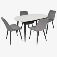 Set masă și scaune Evelin DT 533R B + 4 YTC-055B BLUVEL-14 Ovală / PAL / Gray