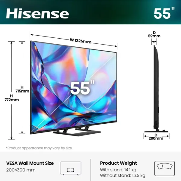 Телевизор Hisense 55A7S 55" / QLED / 4K / Smart TV / Черный photo 2
