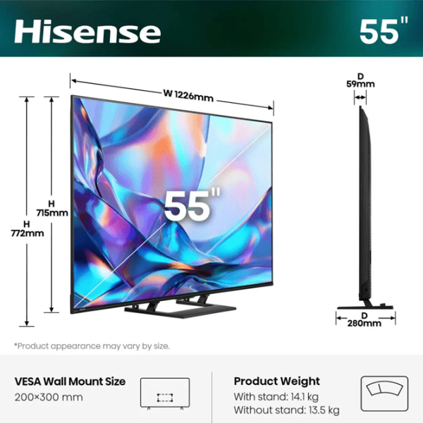Телевизор Hisense 55A7S 55" / QLED / 4K / Smart TV / Черный photo 2
