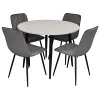 Set masă și scaune Evelin DT 402-3B + 4 YTC-080B BLUVEL-14 Rotundă / PAL / Gray