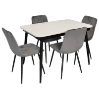 Set masă și scaune Evelin DT 531R B + 4 YTC-080B BLUVEL-14 Dreptunghiulară / PAL / Gray