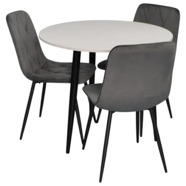 Set masă și scaune Evelin DT 404-3B + 3 YTC-080B BLUVEL-14 Rotundă / PAL / Dark Gray photo 1