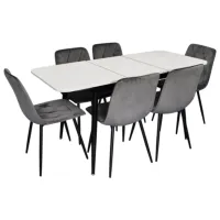 Set masă și scaune Evelin DT 531R B + 6 YTC-080B BLUVEL-14 Dreptunghiulară / PAL / Dark Gray