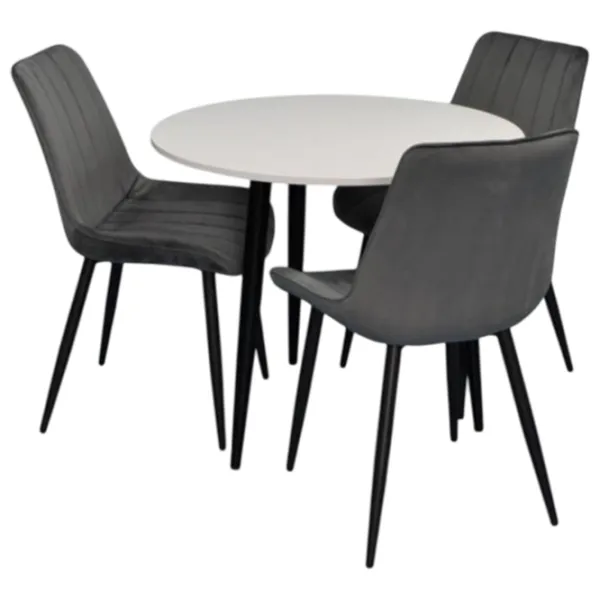 Set masă și scaune Evelin DT 404-3B + 3 YTC-055B BLUVEL-14 Rotundă / PAL / Dark Gray photo 1