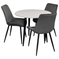 Set masă și scaune Evelin DT 404-3B + 3 YTC-055B BLUVEL-14 Rotundă / PAL / Dark Gray