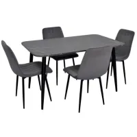 Set masă și scaune Evelin DT 405-6B + 4 YTC-078B BLUVEL-14 Dreptunghiulară / PAL / Dark Grey