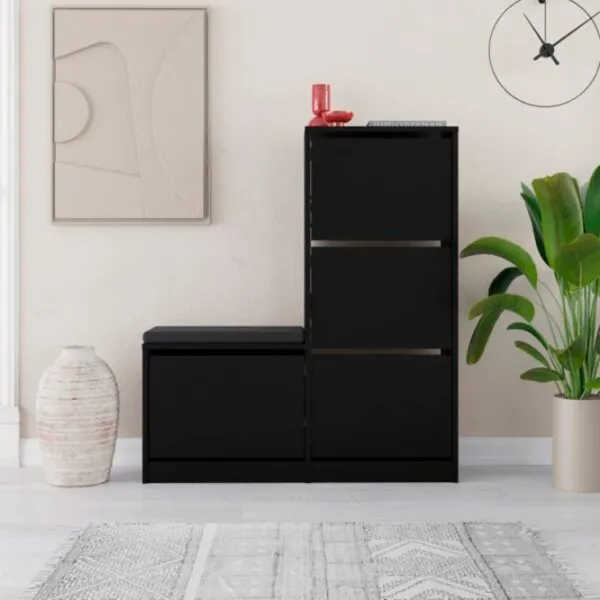 Dulap pentru antreu Showdeko Dude Bench&Shoe Cabinet PAL / Black photo 2